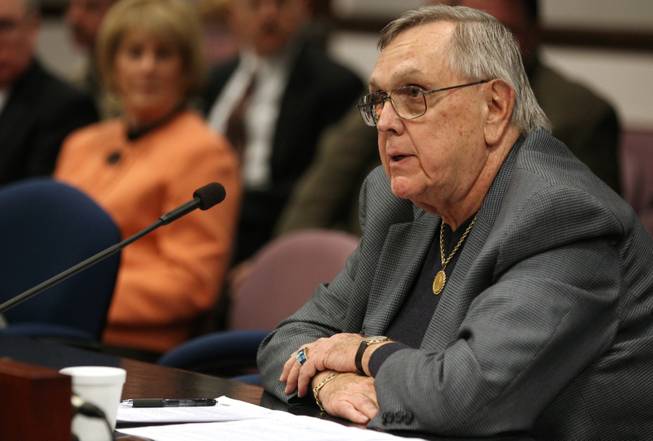 Brothel lobbyist George Flint testifies in committee on April 6, 2011, at the Legislature in Carson City.